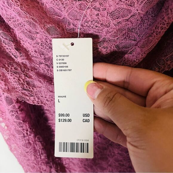 NWT Urban Outfitters Tierra Lace Purple Asymmetrical Midi Dress Large - Picture 8 of 10